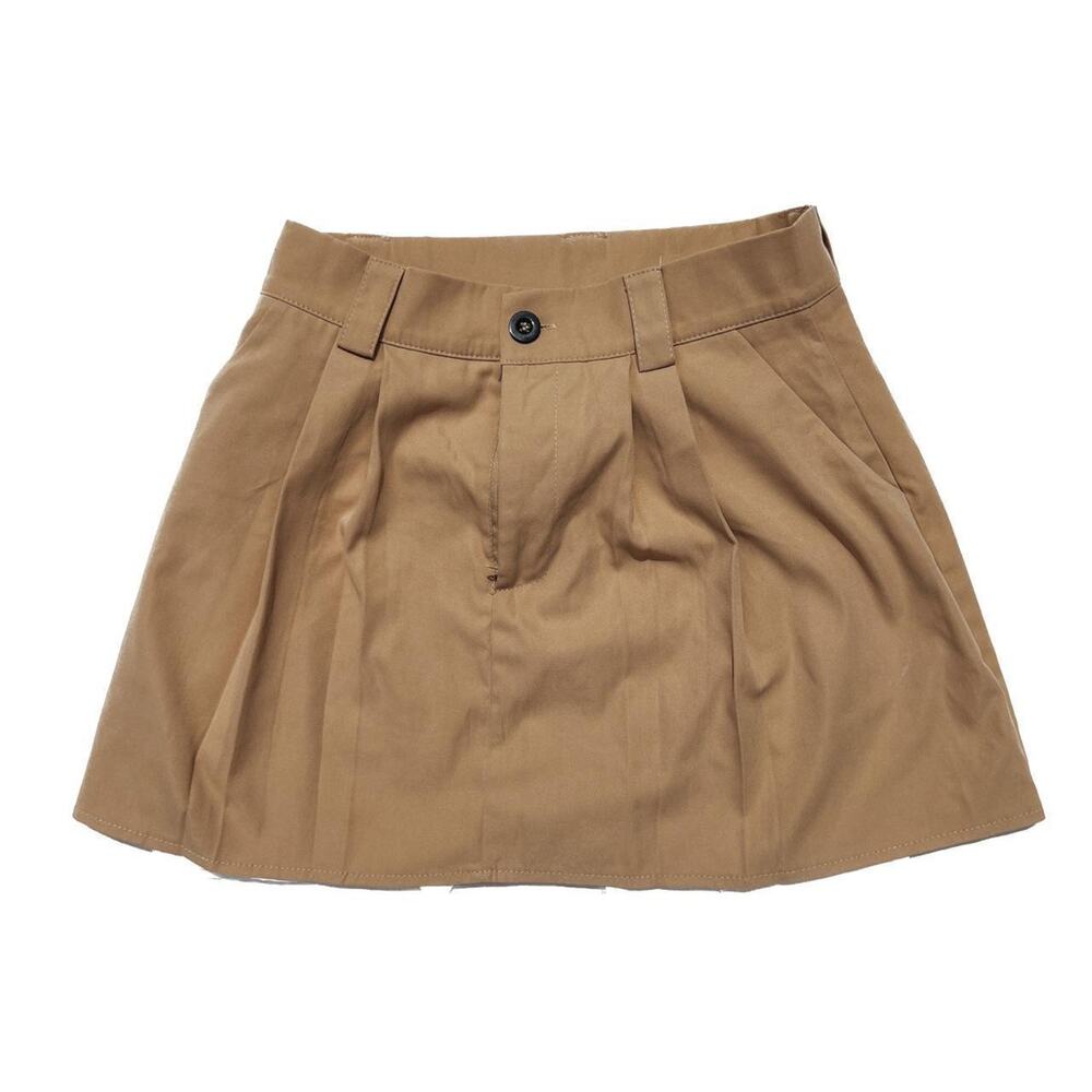 ChaCha Low Rise Micro Bebe Mini Skirt Womens S Khaki Y2K Preppy Minimalist NWOT - Picture 3 of 6